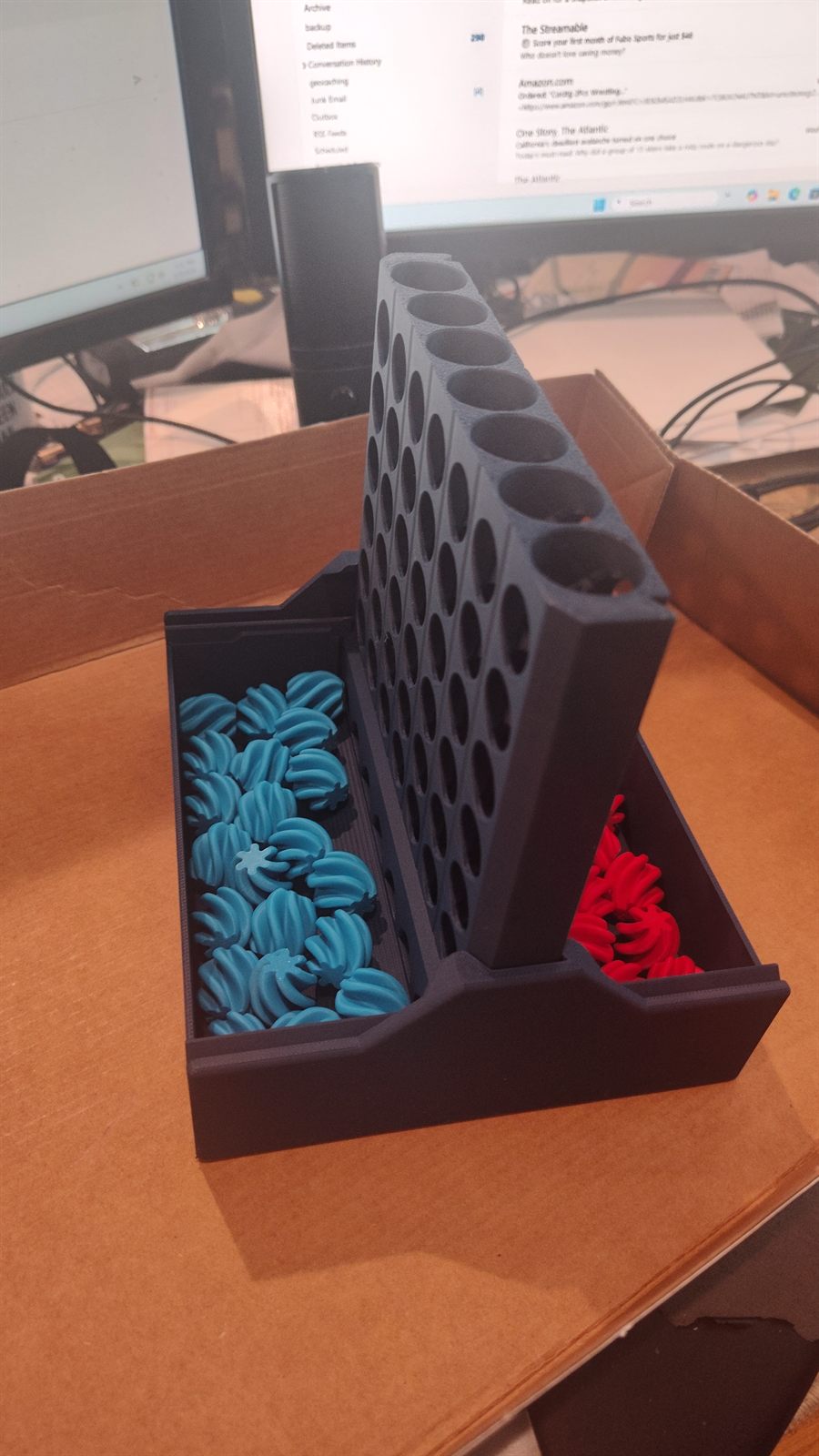 A printed Connect 4 game