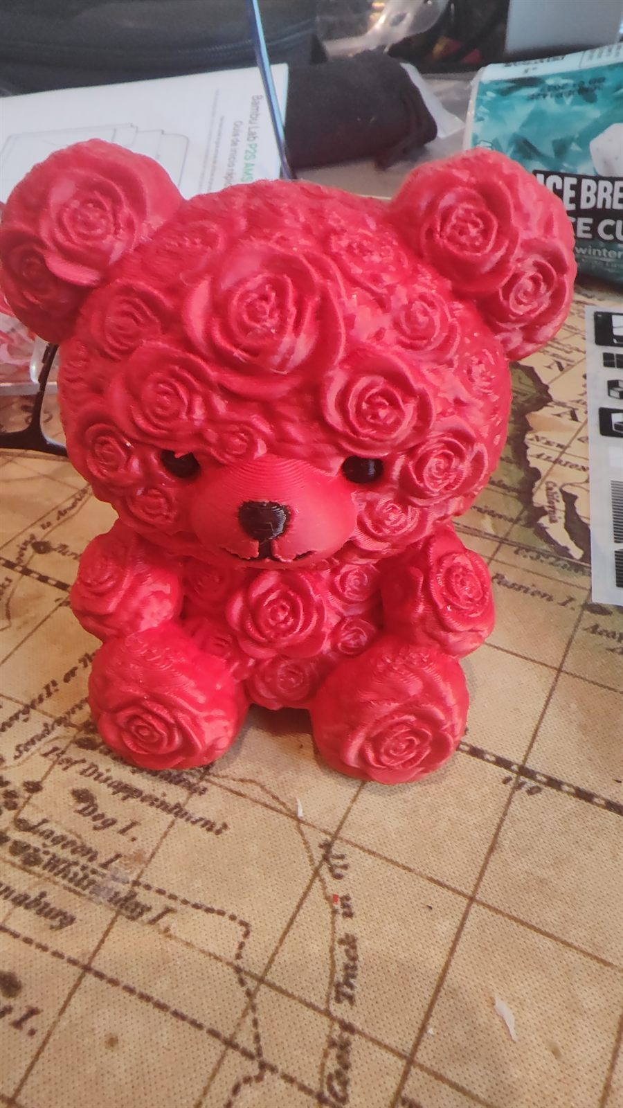 A printed rose bear