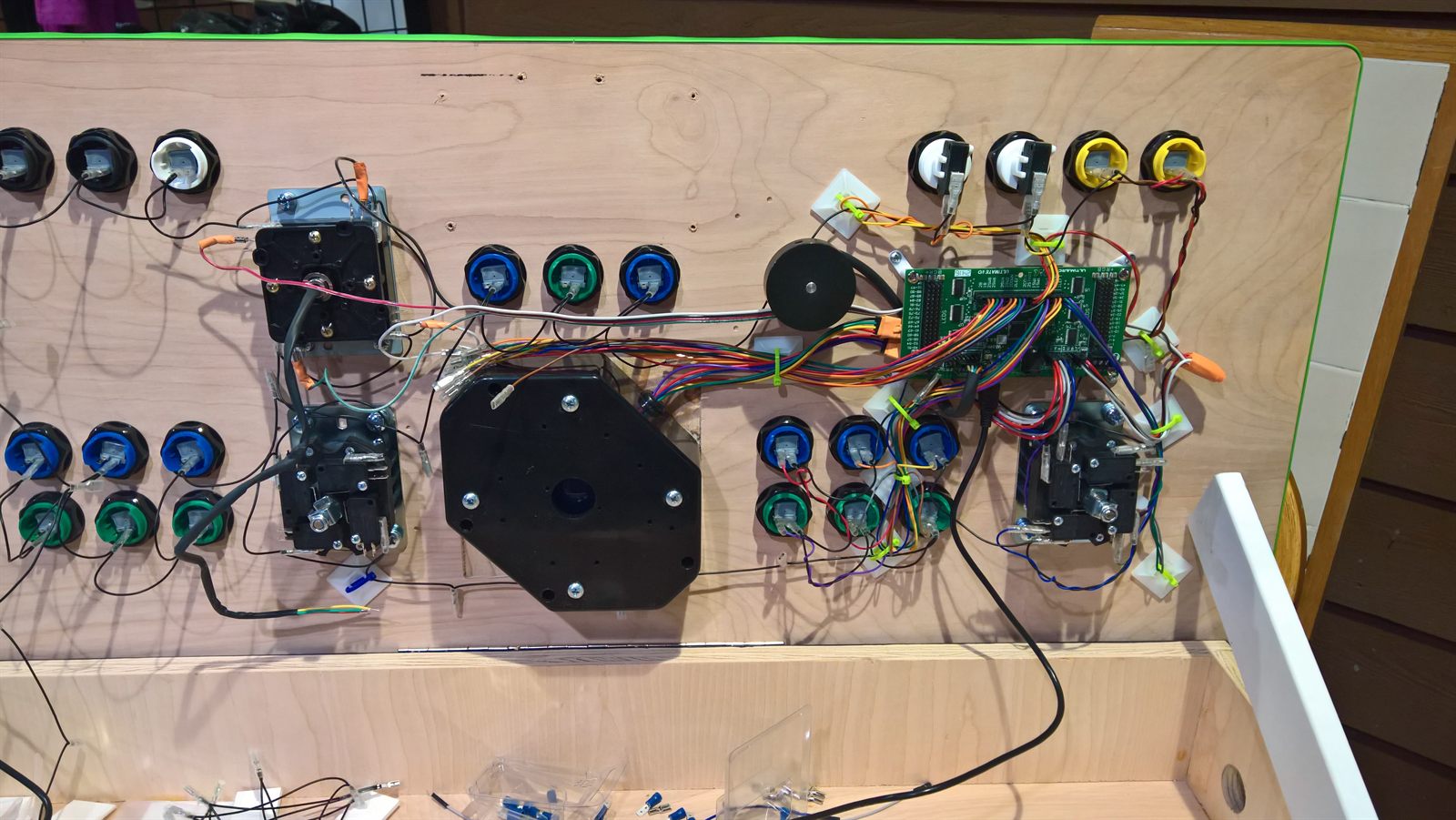 Closer view of finished wiring with cable ties dressing the loom