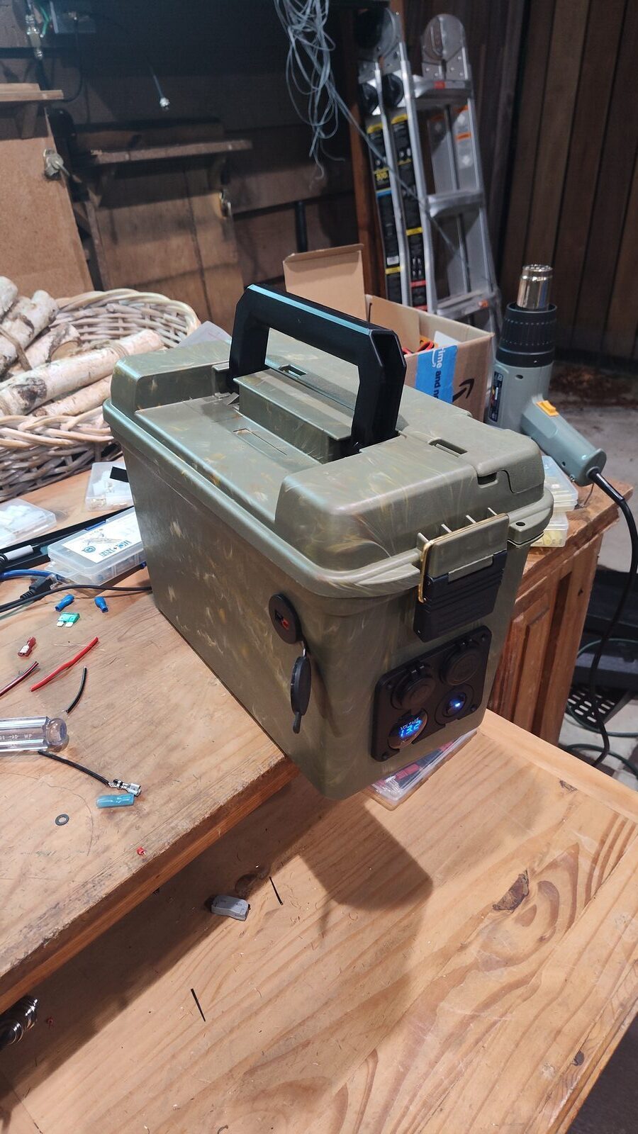 Completed battery box with the external power panel installed