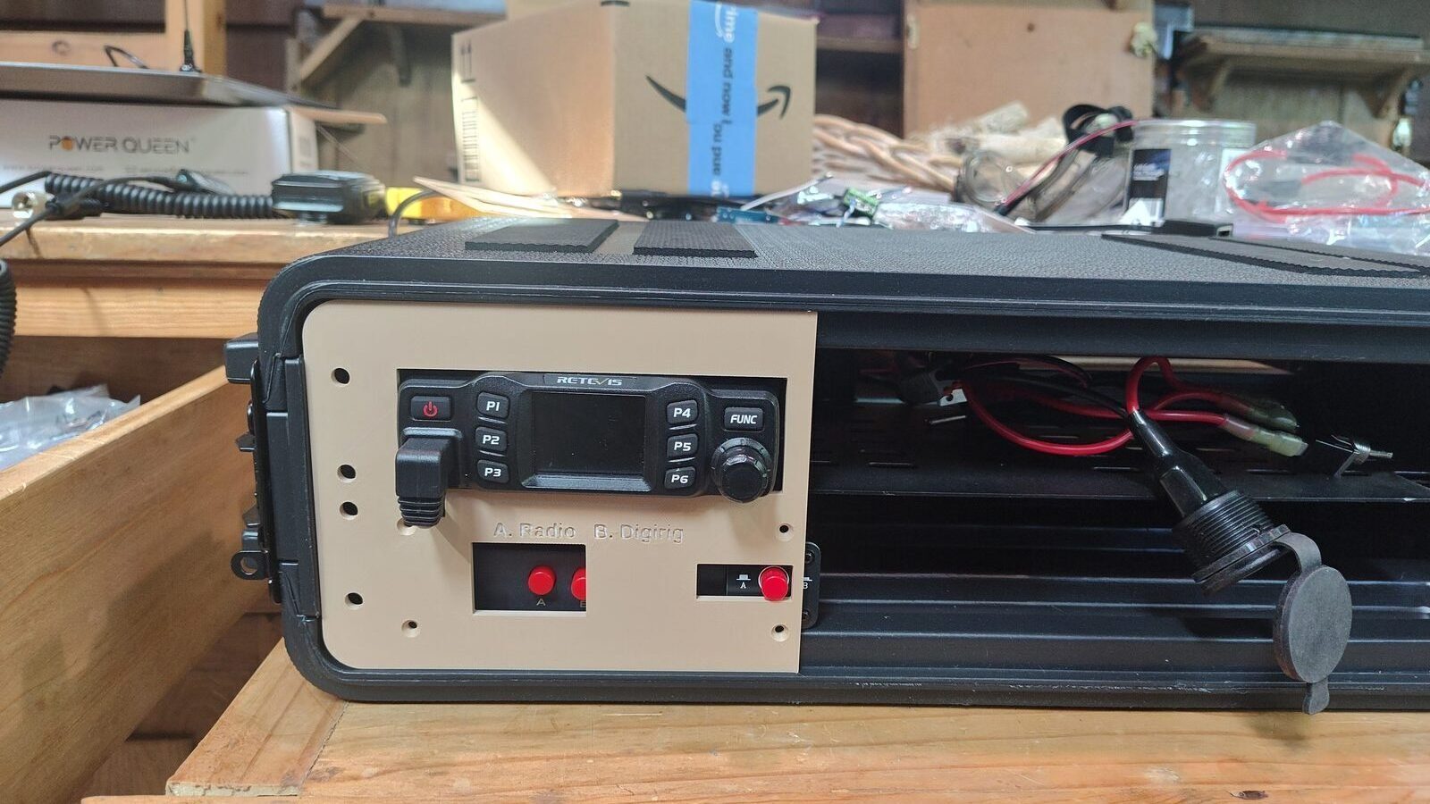 First test fit of the custom faceplate in the radio hardcase