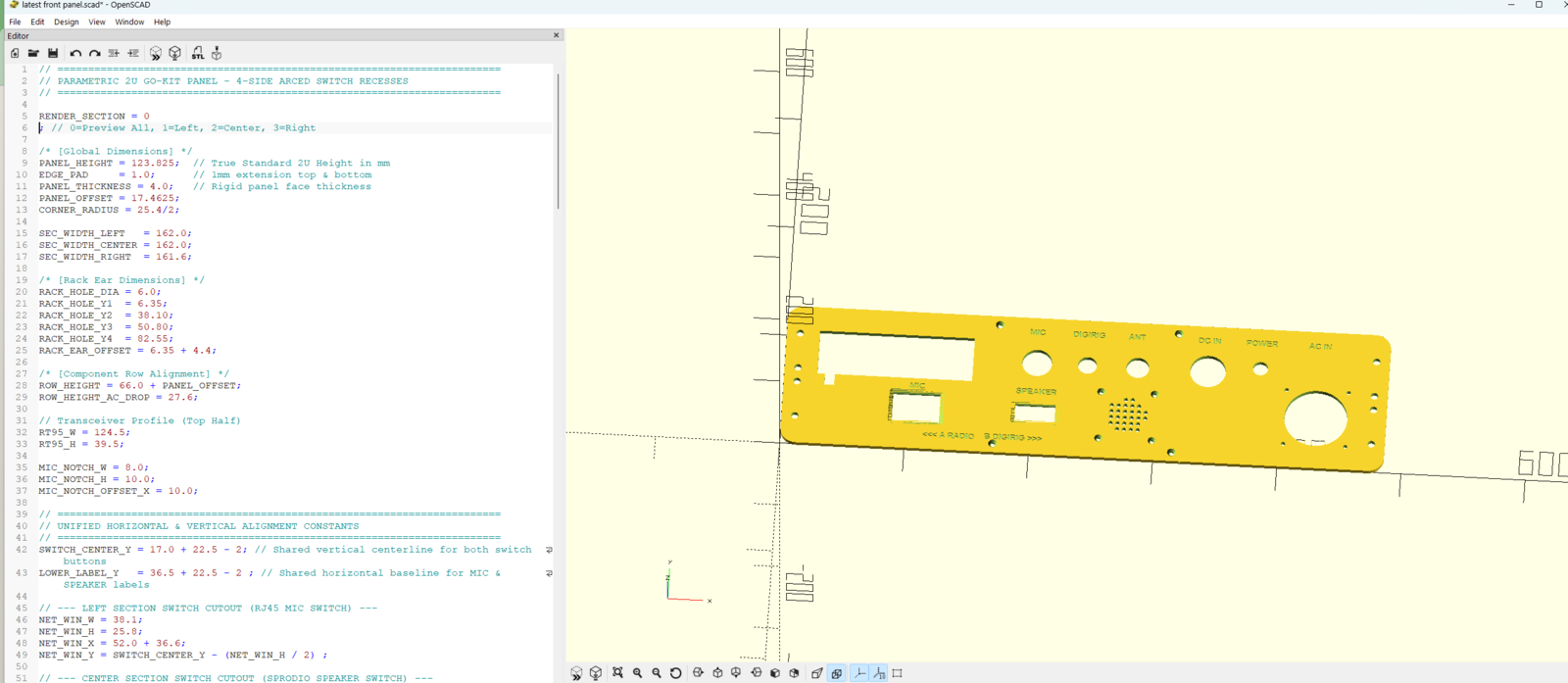 Parametric SCAD design for the custom go-kit faceplate